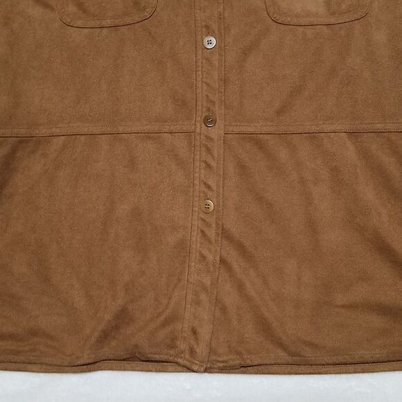 VINTAGE 90s JNY Camel Faux Suede Button Up Top - Picture 5 of 11